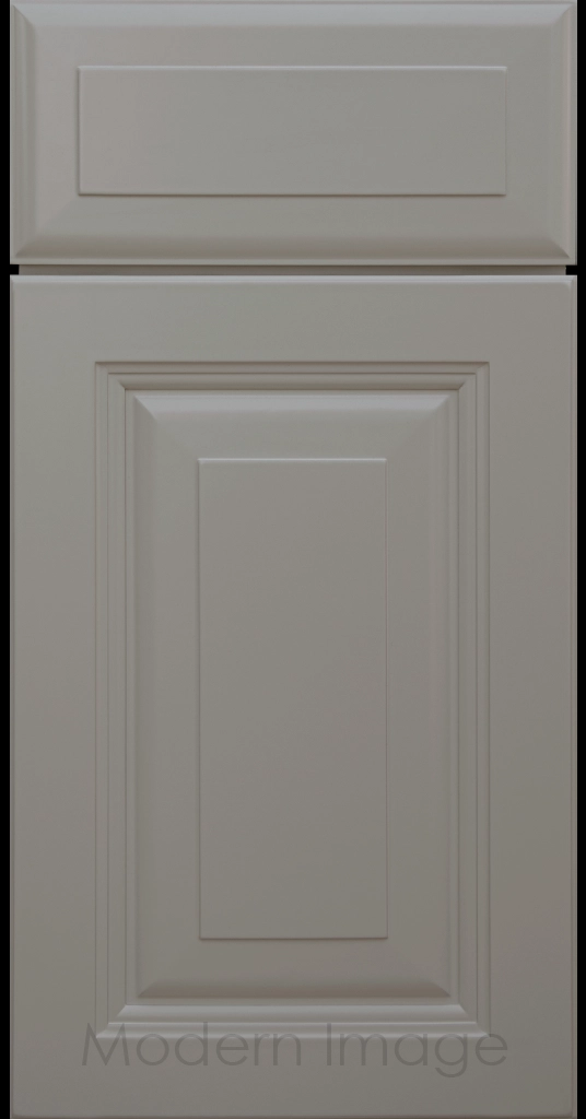 Durango raised panel cabinet door in a Slate color featuring a stepped molded frame.